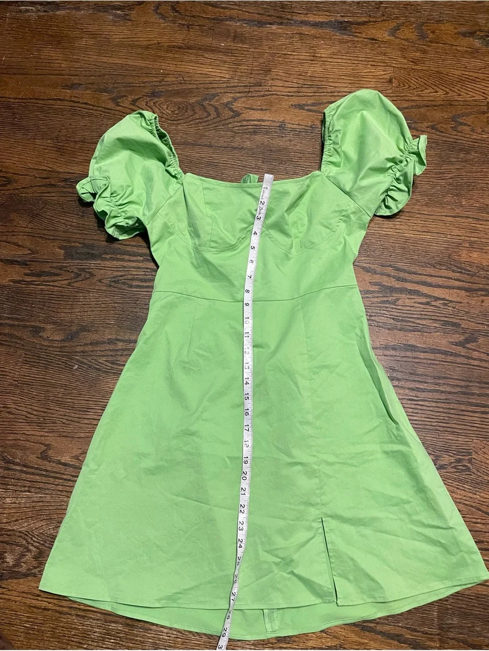 Fashion Nova Lime Green Puff Sleeve Square Neck Mini Dress size XL NWT